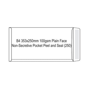 Candida B4 353x250mm 100gsm plain face peel and seal envelopes, box of 250