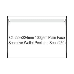 Candida C4 white plain face peel and seal wallet envelopes, 229 x 324mm, box of 250