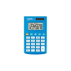 Canon LS-270VIIB blue handheld calculator with 8-digit tilt display and champagne-finish recycled plastic casing