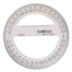 Celco 10cm clear plastic 360 degree protractor with bevelled edge and centre indicator
