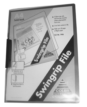 Colby 190A Swinggrip Punchless File A4 30 Sheet Polypropylene Black Pack of 5