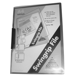 Colby 190A Swinggrip Punchless File A4 30 Sheet Polypropylene Black Pack of 5