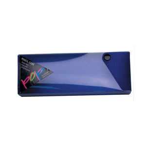 Colby POP purple translucent drawer-type pencil box with clear slide cover and snap-button closure