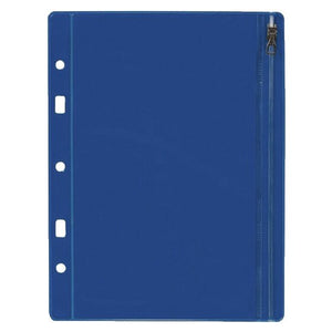 Classic blue ColourHide Bindermate A5 zip pencil case with the zip down the right edge and three holes and two slots punched down the left