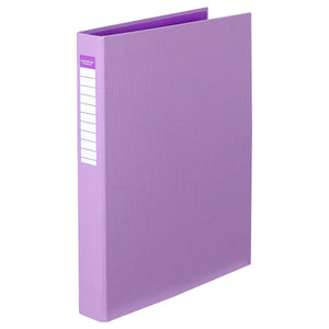 ColourHide A4 25mm 2D PE Ring Binder in purple, pack of 12, showing contrast lining and spine label