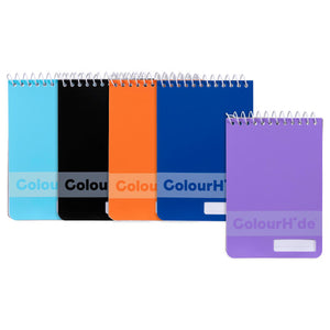 ColourHide pocket notebooks in 5 assorted colours with spiral binding and PP covers