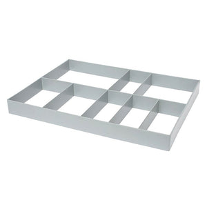Compass 722472TD grey trolley divider on a white background, an open shallow grid with eight compartments of different sizes