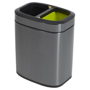 Compass Rectangular Recycling Bin Titanium Black Green 10L Pack of 4 - image 1