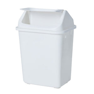 Compass 38L white rectangular swing top bin front view on white background