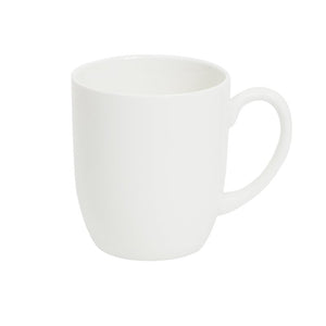 White Connoisseur A-La-Carte tulip mug viewed from slightly above, showing the open rim and curved loop handle