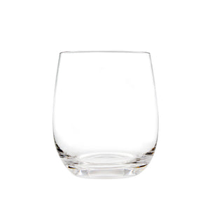 Connoisseur Berlin 360 ml tumbler on white, a short clear glass with a rounded bowl and thick flat base