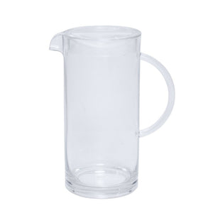 Connoisseur clear 2 litre jug with a flat lid, straight sides, pouring spout and curved handle, on white