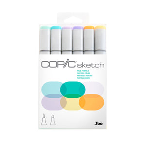 Copic Sketch Pale Pastels hanging pack of six markers with aqua, lilac and peach caps