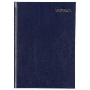 Cumberland Casebound Diary 2027 A5 Week To View Blue shown front on, the blue cover, closed flat against a plain background.