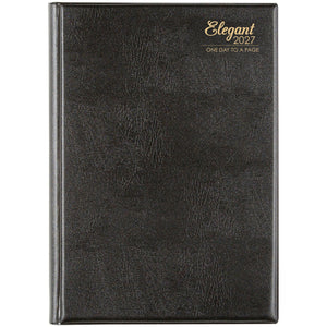 Cumberland Elegant Diary 2027 A4 Day To A Page Black shown front on, the black cover, closed flat against a plain background.