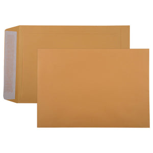 Cumberland 607322 B5 gold strip seal pocket envelope 250 x 176mm hero view for A5 documents flat and A4 folded in half in traditional gold