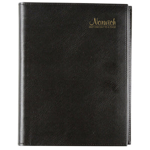 Cumberland Norwich Diary 2027 Quarto Day To A Page Black shown front on, the black cover, closed flat against a plain background.