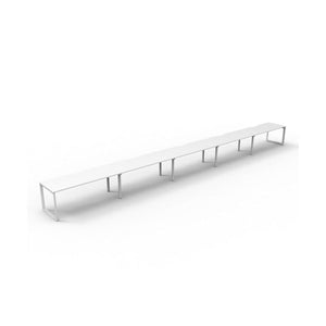 Rapidline Deluxe Infinity single sided loop leg pod of 5 with Natural White tops, White Satin base, angled three-quarter view on a white background