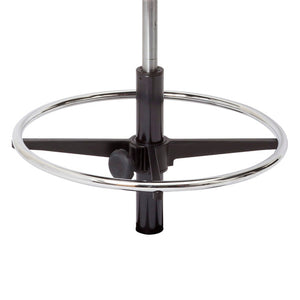 Rapidline drafting kit close up showing the chrome drafting ring mounted on the black gas strut, without a chair.