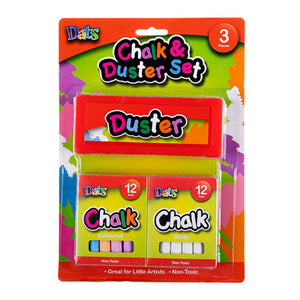 Dats chalk set with felt duster and 24 chalk sticks in white and assorted colours