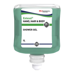 Deb Estesol 1L universal shower gel bottle with Rainforest fragrance for industrial and workplace use