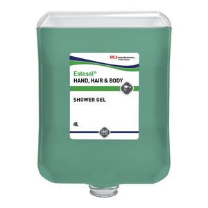 Deb Stoko Estesol 4L universal shower gel bottle with Rainforest fragrance for industrial workplace use
