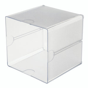 Deflecto clear stackable open cube organiser, front view