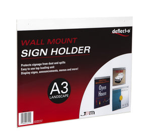 Deflecto A3 landscape wall-mount sign holder, front view