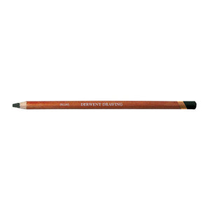 Single Derwent Drawing pencil in Ivory Black, colour 6700, lying flat on white, with a rust-brown wooden barrel, DERWENT DRAWING lettering and an Ivory Black end