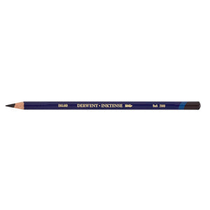 Derwent Inktense Pencil in Bark on white: navy barrel printed DERWENT INKTENSE and Bark 2000, with the end cap and sharpened point in the pencil colour