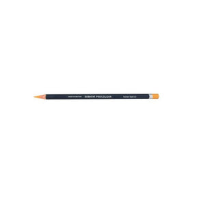 Derwent Procolour Pencil Sunset Gold, colour 61: a single sharpened pencil with a dark printed barrel and an end cap in the Sunset Gold colour, lying flat on white.