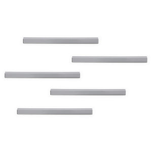 Five Durable Durafix 210 mm rails in silver on a white background