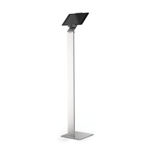 Durable TABLET HOLDER FLOOR stand in silver with a tablet in landscape on top