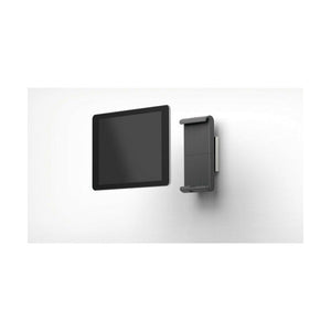 Durable TABLET HOLDER WALL in silver beside a separate tablet against a white wall