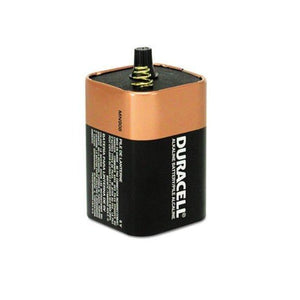 Duracell MN908 6V alkaline lantern battery, a square copper and black case printed MN908 with a coiled spring terminal on top