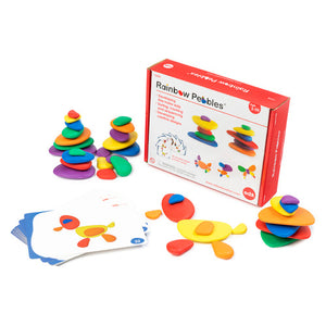 EDX Education Rainbow Pebbles Box Set with 36 coloured plastic pebbles and 20 activity cards