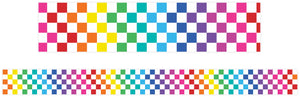 Learning Can Be Fun Rainbow Checkered Classroom Border Pack of 12