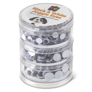 Educational Colours Black and White Joggle Eyes Set of 400. Educational Colours Black and White Joggle Eyes in assorted sizes, set of 400.