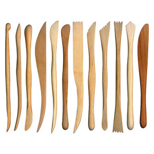 Educational Colours Boxwood Clay Tools Set of 12 displayed in resealable zip lock pack