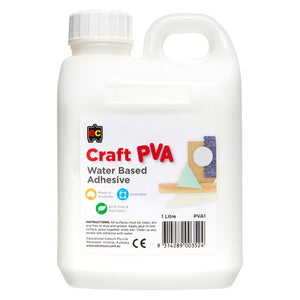 Educational Colours Craft PVA Water Based Adhesive 1 litre bottle, Australian-made, non-toxic and acid-free