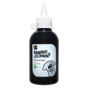 Educational Colours Fabric and Craft Paint 250ml Black. Educational Colours Fabric and Craft Paint 250ml bottle in black on a white background.