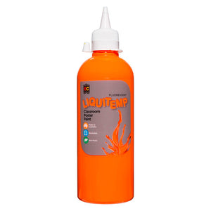 Educational Colours Fluorescent Liquitemp Poster Paint 500ml Orange. Educational Colours Fluorescent Liquitemp Poster Paint 500ml bottle in orange.