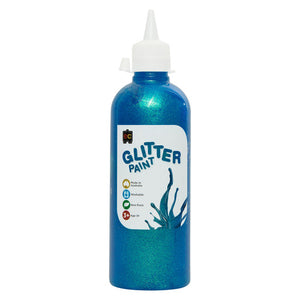 Educational Colours Glitter Paint 500ml in Sky Blue, Australian-made craft paint with colour-matched glitter in an eco PET bottle