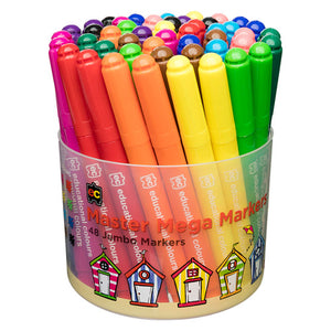 Educational Colours Master Mega Markers tub of 48 showing jumbo barrel markers in assorted colours