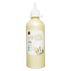 Educational Colours Pearl Paint Junior Acrylic 500ml Yellow. Educational Colours Pearl Paint Junior Acrylic 500ml bottle in Yellow, eco-friendly PET packaging.