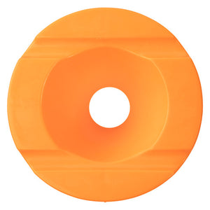 Educational Colours Premium Safety Pot Lid Orange Only. Educational Colours Premium Safety Pot Lid in orange, top view showing two brush grooves.