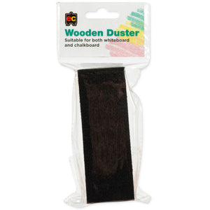 Educational Colours Wooden Duster Hangsell. Educational Colours Wooden Duster with felt pad, 110mm x 50mm, hangsell packaging.