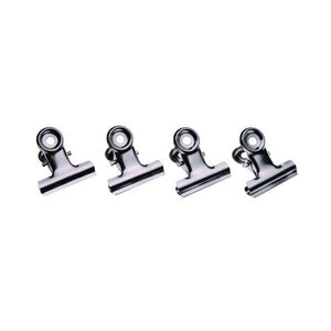 Esselte 75mm silver chrome bulldog clips, box of 36, with labelling crevice and hook hole