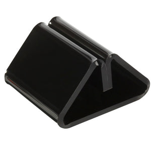 Esselte 31714 black acrylic sign and menu holder base, a low triangular block with a card slot running along its top ridge