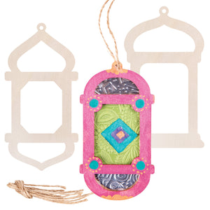 Zart Wooden Lantern Frames Pack of 24 3mm Plywood 3 Designs with Jute String